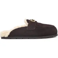 Giorgio Armani for woman. XW003096AF27450M6444 Brown Leather Clogs with Shearling (36), Flat, None, Casual