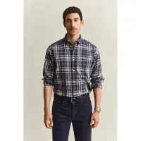 Gant for man. 3263001 Blue plaid shirt (3XL), Casual, Cotton, Long sleeve