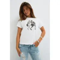 Gina Tricot - 14+ printed tee - Topper - Hvit - L - Dame