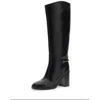 GUESS for woman. FLFGRILEA11 Grendi black Leather Boots (36), 3 to 5 cm, Zip, Casual, Classic