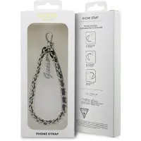 GUESS GUSTSASSK telefonline svart Chain Metal Logo Charm
