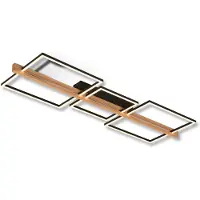 Briloner LED-taklampe Moldura, 108 x 35 cm, tre, metall, svart