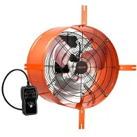 Vevor Gavlmontert vifte, 40,6 cm loftsventilasjonsvifte 1945 CFM termostat, kjøling og ventilasjon for hjem, garasje, lager, verksted, karbonstålhus med monteringsbraketter og maskinvare, oransje