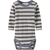 Name it Body I/e - Ull - Rib - NbmWang - Snow White/Morel/Folkst - - 74 - Langermet Body