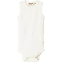 MarMar Body u/e - Rib - Ermeløs - Noos - Myk White - - 68 - Body uten ermer