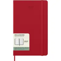 Moleskine Ukekalender 2027, 12 måneder, L, 13 x 21 cm, hardt omslag, skarlagenrød