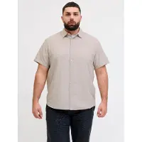 Plus 12294285 Linen Plus Size Kortarmet Skjorte