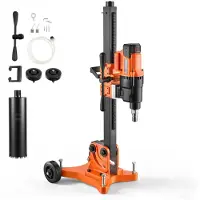 Vevor diamantkjerneboremaskin, 20–305 mm kapasitet, tørr/våt betongkjerneborrigg med 127 mm våtborekrone, vippbart stativ og hjulbase, 3000 W (maks. 3500 W), 1000/550 o/min, UNC1 1/4–7 gjenger