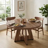 24hShop Rundt spisebord Ø120×75 cm / matbord for 4 personer / kjøkkenbord med kryssformet understell
