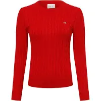 Gant for woman. 4800100 Round neck jumper in red cotton ribbed knitted jersey with ecru ribbing (L), Casual