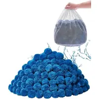 Vevor bassengfilterballer for sandfilter, 1,8 kg/4 lbs, filterballer erstatter bassengfiltersand, gjenbrukbart blått polyesterfiberfiltermedium med vaskepose, for svømmebasseng akvarium over bakken