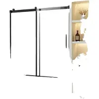 Vevor Rammeløs skyvedør til badekar, 136–152 cm B x 152 cm H, Rammeløs dusjdør i glass, Rammeløs dobbel skyvedør til badekar med 13,5 cm klart herdet glass og håndtak i rustfritt stål, svart utførelse