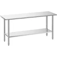 OEM arbeidsbord i rustfritt stål, 61x183 cm matlagingsbord, arbeidsstasjon for storkjøkken med justerbar underhylle, kraftig arbeidsbord i metall, for restaurant, hjem, hotell, garasje, utendørs