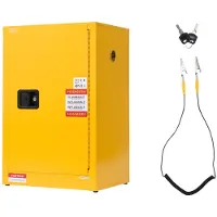OEM Brannfarlig skap, 59 x 46 x 90 cm, 13 gallon brannfarlig oppbevaringsskap med justerbar hylle, kaldvalsede og galvaniserte stålbrannskap, for kommersiell, industriell og hjemmebruk, gul
