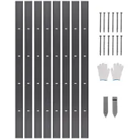 Vevor metall landskapskant, 8-pakninger 72 tommer rustbestandig aluminiumslegering landskapskant, bøyelig hagekant, kraftig plenkantgjerde for blomsterbed, hagesti