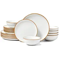 OEM servisesett, for 6 personer, runde tallerkener og skåler, ripebestandig keramisk servise, egnet for oppvaskmaskin og mikrobølgeovn, til dessert, salat, suppe, pasta, hvit