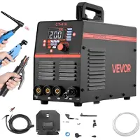 Vevor 3-i-1 plasmasveisekombinasjon - KUTT/TIG/MMA, 50A plasmaskjæremaskin og 200A TIG-elektrodesveisemaskin, LED digitalt display med 2T/4T/PA/PT-funksjon for hjemmereparasjoner, verksteder, 220V