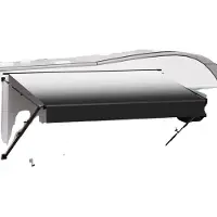 OEM Manuell RV-markise komplett sett, 14' uttrekkbar markise med aluminiumsramme, utendørs tilhengermarkise, passer for de fleste bobiler (svart falmet)