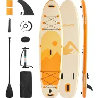 OEM Oppblåsbart Stand Up Paddleboard, 3,23 m x 84 cm x 15 cm bredt Ultralett SUP Paddleboard, Alt tilbehør inkludert, Pumpe, Padleåre, Finne, Ryggsekk, Ankelbånd, Stropp, Sklisikkert Dekk for Ungdom