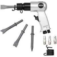 Vevor Lufthammer, 4500 BPM Pneumatisk Hammer med 40 mm Slaglengde og 4 stk. Meisler Rundt Skaft, Lett og Kompakt Luftmeisel Pneumatisk Spadeverktøy for Kutting, Stansing, Skraping