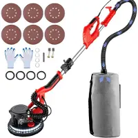 Vevor Gipspussemaskin 750W, elektrisk gipssliper, sammenleggbar gipssliper, med teleskophåndtak, elektrisk slipemaskin, variabel hastighet 800–1750 o/min, veggsliper, med LED-stripelys og støvsugerpos