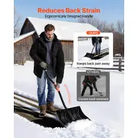 Vevor snøspade for innkjørsel, 42 cm bred snøspade med D-formede håndtak og aluminiumsblad, snøplogspader med stor kapasitet, lett snøfjerningsverktøy for hage, bil, camping, utendørs bruk
