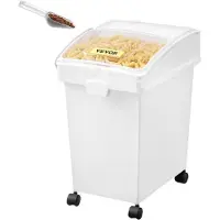 Vevor ingrediensbeholder, 20,8 l kapasitet for ingrediensoppbevaring, PP-materiale melbeholdere på hjul, hvit hylle for ingrediensbeholdere med skje og skyvelokk, kommersielle oppbevaringsbeholdere, 3
