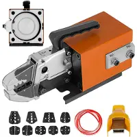 Vevor Pneumatisk krympetang Am-10, luftdrevet krympemaskin for ledningsterminaler Krymping opptil 16 mm2, pneumatisk krympetang med 10 sett med bakker for mange typer terminaler
