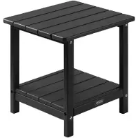 Vevor utendørs sidebord, 450B x ​​380D x 440H mm, dobbelt lag HDPE utendørs endebord for enkelt vedlikehold, tåler tøft vær, egnet for terrasse, basseng, strand, veranda, innendørs, bakgård, svart