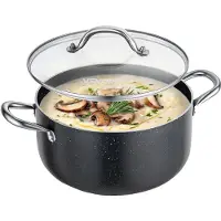 OEM Aluminiumsgryte, 6-liters nonstick keramisk belagt gryte med glasslokk, PFOA-fri, PFAS-fri, kompatibel med gasskomfyrer, induksjonstopper, elektriske komfyrer, for supper, gryteretter og pasta