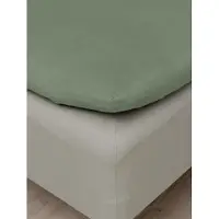 Hoie Sengetøy av flanell bokslaken 90x200 cm - 100% bomullsflanell - - Støvet grønn