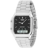 Casio AQ230A-1DMQ Collection unisex retro armbåndsur, svart/sølv