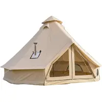 Vevor Oxford Bell-telt, 4 sesonger 3 m yurttelt for camping med komfyruttak, vanntett pustende rommer opptil 3 personer med glidelås avtakbart gulv, familiecamping glamping utendørs jaktselskap