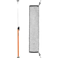 OEM lastebøyle, skrallelastbøyle justerbar fra 1016 mm til 1854 mm, kraftig stållaststabilisator med oppbevaringsnett og sklisikre puter, teleskopiske lastelåsestenger for SUV-er, sedaner, varebiler