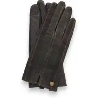 Barbour for woman. LGL0149 Brown Scarlet Tartan leather gloves (S), Casual, Cotton