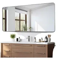 Vevor Veggmontert sminkespeil, 0,15" tykt, 32" x 72" speil med ramme i aluminiumslegering og eksplosjonssikker film, ripebestandig speil med Z-formet brakett, egnet for bad/soverom/stue