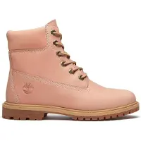 Timberland for woman. TB0A5M5NA8M1 Pink Premium leather ankle boots (38.5 W), Flat, Laces, Casual