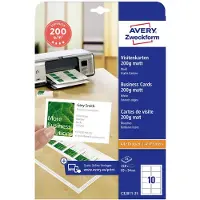 Avery-Zweckform Visitkort C32011-25 hvid mat 85x54 mm - til laser og inkjet - (25 ark x 10 stk.)
