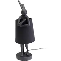 Kare bordlampe Animal Rabbit, tekstil, svart, 50 cm, E14