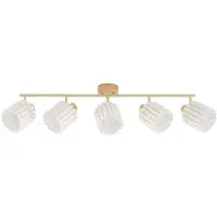 LINDBY downlight Shiloh, 5 lyskilder, natur/beige, tre