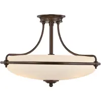 QUOIZEL Taklampe Griffin med avstandsstykke, Ø 53 cm, bronse/opal