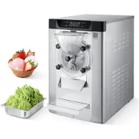 Vevor kommersiell iskremmaskin, 2000W 12–20 l per time, benkeplate for hard iskrem med gelato og 6 l sylinder i rustfritt stål, automatisk rengjørende LED-panel for snackbarer og restauranter