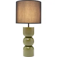 Kare bordlampe Eliano, grønn, polyester, 52 cm, E27