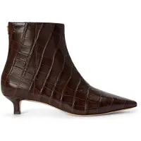 Ralph Lauren for woman. 802P18303001 Embossed brown leather Francesca ankle boots (41), 3 to 5 cm, Zip, Casual
