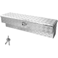 Vevor Verktøykasse for lasteplan, kraftig verktøykasse i aluminium med slitebanemønstre, verktøykasse med lås og nøkkel, ideell for pickup, lasteplan, bobil, tilhenger, 1219 x 340 x 330 mm, sølv