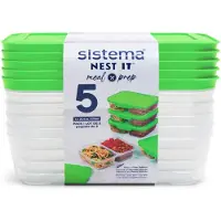 Sistema Oppbevaringsbokser - 5-pack - Nest It - 870 ml - Grønn - - OneSize - Matboks