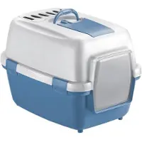 Stefanplast lukket kattekasse WivaCatt 55x40x40 cm hvit/blå 8003507979765
