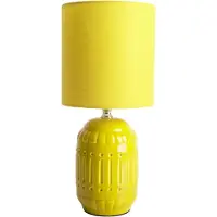 Näve Bordlampe Erida, keramikk og tekstil, gul