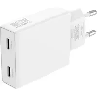 4smarts PDPlug Slim Dual vegglader 65W GaN 2x USB-C, hvit
