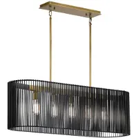 Quintiesse Hengelampe Linara, svart/messing, 5 lyskilder